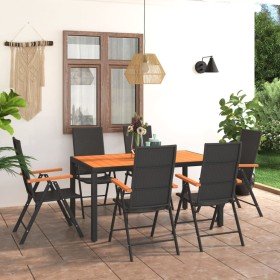 Juego de comedor para jardín 7 piezas negro y marrón en Conjuntos de jardín | Comprar online en Foru.es