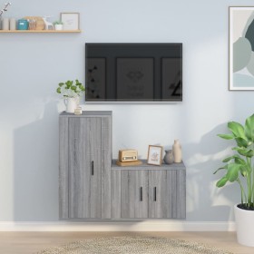 Set de muebles para TV 2 pzas madera contrachapada gris Sonoma de vidaXL, Muebles TV - Ref: Foro24-3188460, Precio: 94,14 €, ...