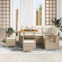 Conjunto de sofás de jardín 9 pcs Beige y Crema ratán sintético en Sofás de exterior | Comprar online en Foru.es