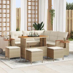 Conjunto de sofá de jardín con cojín Beige Poliratán en Sofás de exterior | Comprar online en Foru.es
