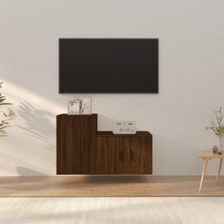 Set de muebles para TV 2 pzas madera contrachapada roble marrón de vidaXL, Muebles TV - Ref: Foro24-3188397, Precio: 81,92 €,...