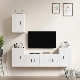TV-Möbelset 5-teilig aus glänzend weißem Sperrholz von vidaXL, TV-Möbel - Ref: Foro24-3188568, Preis: 196,03 €, Rabatt: %