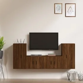 Set de muebles para TV 4 pzas madera contrachapada marrón roble de vidaXL, Muebles TV - Ref: Foro24-3188557, Precio: 177,24 €...