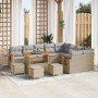 Conjunto de sofá de jardín con cojín Beige Poliratán en Sofás de exterior | Comprar online en Foru.es