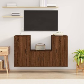 Set de muebles para TV 3 pzas madera contrachapada roble marrón de vidaXL, Muebles TV - Ref: Foro24-3188525, Precio: 140,64 €...