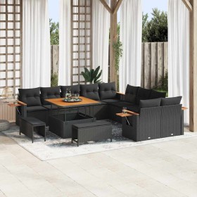 Conjunto de sofás de jardín 17 pcs Negro ratán sintético en Sofás de exterior | Comprar online en Foru.es