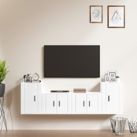Set de muebles de TV 4 pzas madera contrachapada blanco brillo de vidaXL, Muebles TV - Ref: Foro24-3188544, Precio: 156,73 €,...