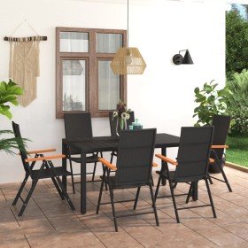 Juego de comedor para jardín 7 piezas negro y marrón en Conjuntos de jardín | Comprar online en Foru.es