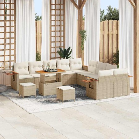 Conjunto de sofás de jardín con cojín 17 pcs Beige y Crema en Sofás de exterior | Comprar online en Foru.es