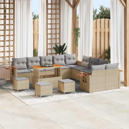 Conjunto de sofás de jardín con cojín 18 pcs Beige y Gris Claro en Sofás de exterior | Comprar online en Foru.es