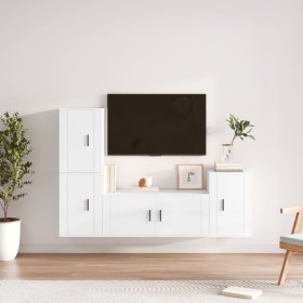 Set de muebles de TV 4 pzas madera contrachapada blanco brillo de vidaXL, Muebles TV - Ref: Foro24-3188600, Precio: 193,64 €,...