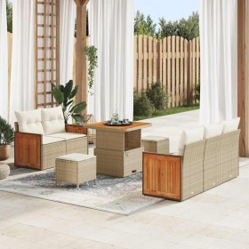 Conjunto de sofá de jardín con cojín Beige Poliratán en Sofás de exterior | Comprar online en Foru.es