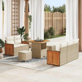 Conjunto de sofá de jardín con cojín Beige Poliratán en Sofás de exterior | Comprar online en Foru.es