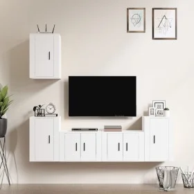 Set de muebles para TV 5 piezas madera contrachapada blanco de vidaXL, Muebles TV - Ref: Foro24-3188566, Precio: 178,28 €, De...