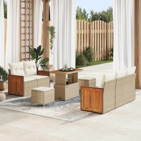 Conjunto de sofá de jardín con cojín Beige Poliratán en Sofás de exterior | Comprar online en Foru.es