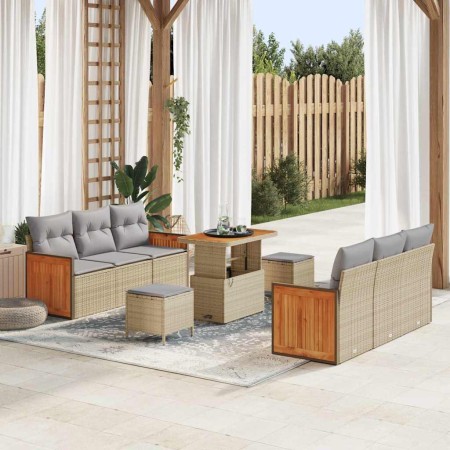 Conjunto de sofá de jardín 9 pcs Beige ratán sintético en Sofás de exterior | Comprar online en Foru.es