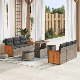 Conjunto de sofás de jardín 11 pcs Gris ratán sintético en Sofás de exterior | Comprar online en Foru.es
