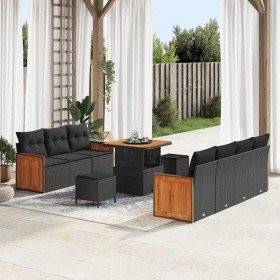 Conjunto de sofá de jardín 10 pcs Negro y Marrón en Sofás de exterior | Comprar online en Foru.es