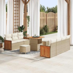 Conjunto de sofás de jardín con cojín 13 pcs Beige y Crema en Sofás de exterior | Comprar online en Foru.es