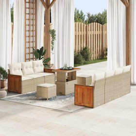Conjunto de sofá de jardín 10 pcs Beige y Crema ratán sintético en Sofás de exterior | Comprar online en Foru.es
