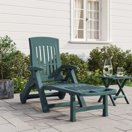 Tumbona plegable con ruedas PP verde de vidaXL, Tumbonas - Ref: Foro24-364697, Precio: 141,45 €, Descuento: %