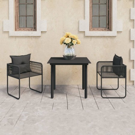 Set de comedor de jardín de 3 piezas PVC ratán negro en Conjuntos de jardín | Comprar online en Foru.es