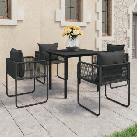 Set de comedor de jardín de 5 piezas PVC ratán negro en Conjuntos de jardín | Comprar online en Foru.es