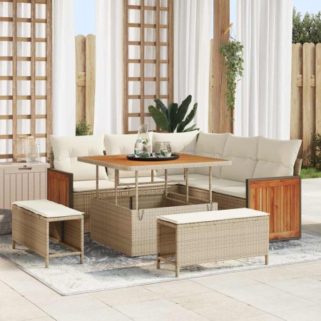 Conjunto de sofá de jardín 8 pcs Beige y Crema ratán sintético en Sofás de exterior | Comprar online en Foru.es