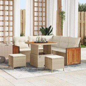 Conjunto de sofá de jardín 8 pcs Beige y Crema ratán sintético en Sofás de exterior | Comprar online en Foru.es