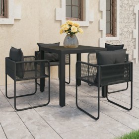 Set de comedor de jardín de 5 piezas PVC ratán negro en Conjuntos de jardín | Comprar online en Foru.es