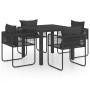 Set de comedor de jardín de 5 piezas PVC ratán negro en Conjuntos de jardín | Comprar online en Foru.es