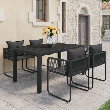 Set de comedor de jardín de 5 piezas PVC ratán negro en Conjuntos de jardín | Comprar online en Foru.es
