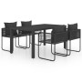 Set de comedor de jardín de 5 piezas PVC ratán negro en Conjuntos de jardín | Comprar online en Foru.es