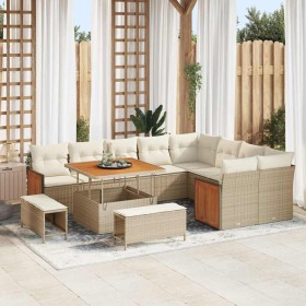 Conjunto de sofá de jardín 12 pcs Beige y Crema ratán sintético en Sofás de exterior | Comprar online en Foru.es