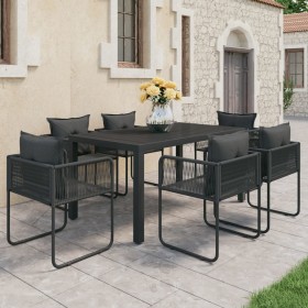 Set de comedor de jardín de 7 piezas PVC ratán negro en Conjuntos de jardín | Comprar online en Foru.es