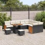 Conjunto de sofás de jardín con cojín 13 pcs Negro y crema en Sofás de exterior | Comprar online en Foru.es