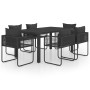 Set de comedor de jardín de 7 piezas PVC ratán negro en Conjuntos de jardín | Comprar online en Foru.es