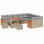 Conjunto de sofá de jardín 12 pcs Beige ratán sintético en Sofás de exterior | Comprar online en Foru.es