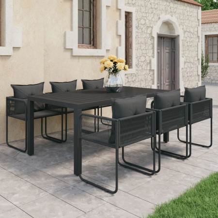 Set de comedor de jardín de 7 piezas PVC ratán negro en Conjuntos de jardín | Comprar online en Foru.es