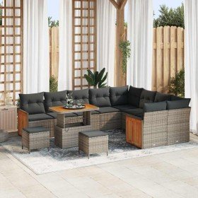 Conjunto de sofá de jardín 12 pcs Gris ratán sintético en Sofás de exterior | Comprar online en Foru.es