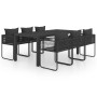 Set de comedor de jardín de 7 piezas PVC ratán negro en Conjuntos de jardín | Comprar online en Foru.es