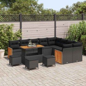 Conjunto de sofás de jardín 14 pcs Negro ratán sintético en Sofás de exterior | Comprar online en Foru.es