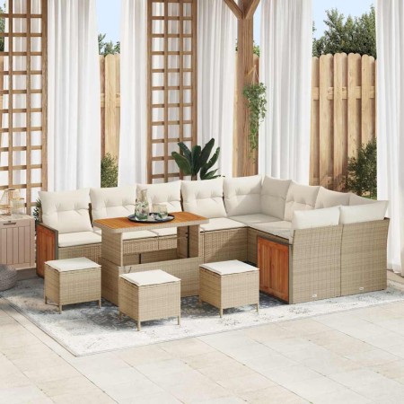 Conjunto de sofás de jardín con cojín 14 pcs Beige y Crema en Sofás de exterior | Comprar online en Foru.es