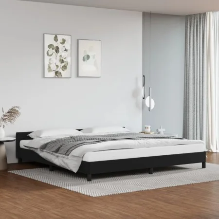Estructura de cama con cabecero cuero sintético negro 200x200cm de vidaXL, Camas y somieres - Ref: Foro24-347519, Precio: 132...