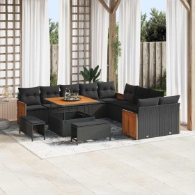 Conjunto de sofás de jardín 17 pcs Negro ratán sintético en Sofás de exterior | Comprar online en Foru.es