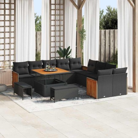 Conjunto de sofás de jardín 17 pcs Negro ratán sintético en Sofás de exterior | Comprar online en Foru.es