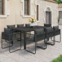 Set de comedor de jardín de 9 piezas PVC ratán negro en Conjuntos de jardín | Comprar online en Foru.es