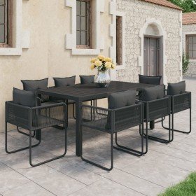 Set de comedor de jardín de 9 piezas PVC ratán negro en Conjuntos de jardín | Comprar online en Foru.es