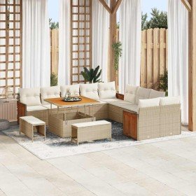 Conjunto de sofás de jardín con cojín 17 pcs Beige y Crema en Sofás de exterior | Comprar online en Foru.es