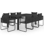 Set de comedor de jardín de 9 piezas PVC ratán negro en Conjuntos de jardín | Comprar online en Foru.es
